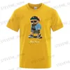 Men's T-Shirts Summer Casual T Shirt Get Mad Bad Mood Walking Silent Teddy Bear Short Slve Mens T-shirt Hip Hop Tops Loose Oversized Men Ts T240325