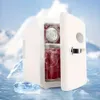 Uma mini geladeira, maquiagem de geladeira pequena 110V-130V CA/carro de 12V DC é usado ambos, modos frios quentes, podem colocar cuidados com a pele, comida, bebidas e muito mais, capacidade