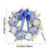 장식용 꽃 파란색 버드 나무 크리스마스 화환 정문 장식 15 인치 흰색 도자기 판 농가 화환