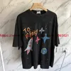 Herr t-shirts tvättade Saint Michael Cartoon Rocket Print T Men Women T-shirt Vintage Tops Short SLVE T240325