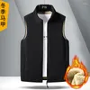 Mäns västar 2024 Män Autumn Winter Tjock Lamb Cashmere Vest Male Solid Color Sleeveless Coats Warm Waistcoat D707