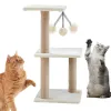 Scratchers Cat Scratcher Tower Krabpaal Krabspeelgoed Met Interactieve Hangende Bal 27,5 inch Krabpaal Toren Met Krabpalen Voor