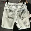 Supzoom Nuovo arrivo Fi Summer Casual Cargo High Street Style Style Black Wed Star Ricorrete in denim Jeans Shorts Men Y4O6#