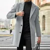 Trenchs d'hommes Hommes coréen manteau couleur unie revers simple boutonnage longues vestes bureau d'affaires travail tempérament cardigan pardessus