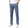 Sulee Multi-bag Design Большие вместительные прямые эластичные джинсы Классический стиль Синие тонкие эластичные джинсовые брюки стандартной посадки T6qN #