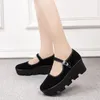 Robe chaussures femmes pompes luxe noir velours bureau dame talons confortable 4cm plate-forme 6cm coin femmes boucle Mary Jane