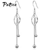 Boucles d'oreilles pendantes en argent Sterling 925 pour femmes, bijoux coréens, simples et exquises, longues perles, goutte d'eau, Piercing géométrique