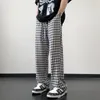 2023 Jeunes Streetwear Black Plaid Hommes Joggers Sarouel Droit Pantalon Hip Hop Y2gV #