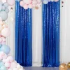 Gardiner Sparkly paljettgardin 2 Paneler Blue 2ftx8ft Fotografi Bakgrund Birthing Christmas Halloween Party Wedding Decoration Supplies