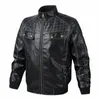 New Autumn Aviator Leatherjackets 남자 슬림 거친 남성 오토바이 가죽 자켓 남자 검은 폭격 코트 Jaqueta de Couro Masculina q3xn#