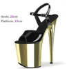 Geklede schoenen dames 8 inch hoge hak sandalen transparant bovenwerk 20 cm gegalvaniseerde stiletto hakken paaldansen voor modemodellen