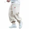 Sonbahar Kış Fi Polar Kalın Sıradan Harem Pantolon Artı Beden Jogging Pants Harajuku Nakış Pantolon Erkek Giyim Joggers I0CA#