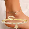 Cavigliere Moda strass lettera braccialetto alla caviglia cristallo artificiale iniziale braccialetto alla caviglia estate spiaggia braccialetto alla caviglia gioielli regaloC24326