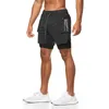 Nuovi pantaloncini da uomo Sport Fitn 2-in-1 Pantaloncini a doppio strato elasticizzati traspiranti ad asciugatura rapida Pantaloni da jogging Pantaloni da allenamento per corsa da palestra h25e #