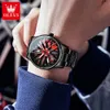 OLEVS 9937 Hurtowy zespół Unikalny projektant Women Watches Creative Quartz Manded Blue Waterproof Car Rim Wheet Sterowanie dla mężczyzny