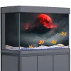 Decorações fundo do aquário adesivo decoração para tanques de peixes, lua sangue névoa nuvens montanhas hd 3d cartaz autoadesivo à prova dwaterproof água
