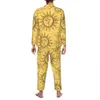 Винтажные пижамные комплекты Celestial Sun Осень Желтый Magic Mo Stars Мягкая ночная пижама 2 шт. Повседневная свободная ночная рубашка больших размеров t2cn #