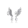 Boucles d'oreilles authentiques 925 argent sterling pour les femmes qui pendaient les bijoux de mariage de fête d'ange ange brincos en gros