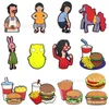 tv hamburger Anime charms wholesale childhood memories funny gift cartoon charms shoe accessories pvc decoration buckle soft rubber clog charms