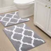 Mats Olanly Badrumsmattor Set 2 PC Microfiber Bath Shower Mat Ushaped Toalettmatta Maskin Tvätt Dry Non Slip Absorbent Shaggy Bath Rug