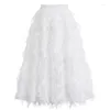 Rokken Mode Veerpatroon Fringe Chiffon Vrouwen Hoge Taille Effen Rok Hepburn Temperament Dunne Elegante Slank