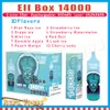 Elf Box 14000 Puffs Jetable Vape Pen 25ml Pré rempli Pod Mesh Coil Puffs 14000 E Cigarette Rechargeable Climatisation 0% 2% 3% 5% Vape Pen