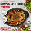 Magic Mill 10 Quarts | Extra Large Non Stick Metal Hot Pot with Transparent Tempered Glass Lid Multi Functional Lightweight Slow Stew Pot, Safe to Put Into