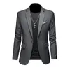 Plus size M-6XL mens business casual jacket solid color suit jacket dress work suit oversized jacket mens brand clothing evening dress 240326