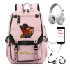 Ryggsäck anime neko atsume ryggsäck unisex resor ryggsäck studentskola bok väska USB laddar tonåringar bärbar datorpack