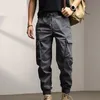 new 2024 Cargo Pants Trousers for Men Full Length Solid Color Loose Multi-pocket Drawstring Pockets Pants Male Cargo Pants 3/5XL M5G9#