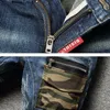 Fi Designer Men Dżinsy Retro Blue Splated Designer Ripped Dżinsy Men Camoue Camoue Pocket Hip Hop Denim Pants Hombre S9bx#