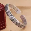 Bangle Style -armband Buddhistiska smycken gåvor Hjärt Sutra Pixiu Open Bangles Men Silver Handkedja