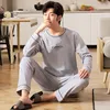 Volledige pure cott pyjama mannen lg mouw pijama set voor mannelijke L-4XL slaap kleding casual nachtjapon nachtkleding man pyjama pak z0te #