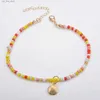 Anklets New Handmade Beaded Ankle Bracelet Rainbow Elastic Ankle Bracelet Leg and Foot Beach JewelryC24326