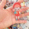 Miniatures 55mm Molinta Popcorn Girl Acrylic Disc DIY Immersive Custom Goo Card Kawaii Girl Book Clips Keychian Student Gift Bag Decoration