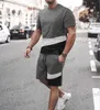 Tute da uomo Estate Moda Luxury Brand Abbigliamento sportivo da uomo T-shirt in cotone + pantaloncini Due pezzi Jogging Fitness Sport Set casual Stylar T240326