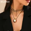Pendant Necklaces Bilandi Fashion Jewelry European And American Design Black Cord Metal Necklace For Women Accessories Gifts Selling