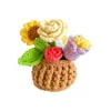 装飾的な花かぎ針編みブーケニット汎用ミニの手織り花バスケット