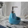 Dispensers Creative Solid Color Ceramic Liquid Soap Dispenser Lotion Bottle Hand Soap Dispenser Bottle Bathroom Supplies with Sponge Rack