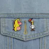Cartoon Manga Enamel Pins Custom Cute Rooster Cow Brooches Lapel Badges Animal Jewelry Gift for Kids Friends