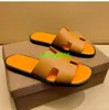 Mens Lzmir Sandals Leather Slippers Summer SoftSole Love Ma Orange Classic High End Slippers for Mens Outwear Outdoor High End Feel Slippers S have logo HB26