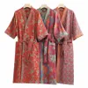 2024 Summer Couple Dring Gown Vintage Loungewear Double Layer Gauze Bathrobe Men Shower Robe Women V-neck Kimo Sleepwear b4ur#