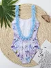 Damskie stroje kąpielowe S - XL 3D Flower Drukowane z wiązaną spódnicą potargowaną kobietę One Piece Swimsuit Kobiet Kąpiel Kąpiel Kąpiec Pływanie Lady K4107