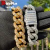 Bubble Letter Baguette Cuban Link Armband för män Iced Out Prong Seting Micro Pave Hip Hop Fashinon Jewelry Gift 240323