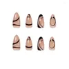 Unhas Falsas 24 pcs Amêndoa Redonda Destacável Falso Cobertura Completa Francês Bailarina Arte Nail Fashion Manicure Patch Tips