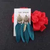 Ear Cuff Ear Cuff Jiafree Haute Qualité Rétro Bohème Bleu Plume Clip sur Boucles D'oreilles Non Perforées Convient Aux Fêtes De Filles Aucun Trou D'oreille Nécessaire Y240326