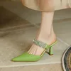 Hausschuhe 2024 Sommer Fee Wind High Heel Spitze Einzelschuhe mit einem Wort Frauen einfache nicht müde Füße