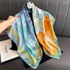 Schals Vintage Bedruckter Seidenschal Satin Quadratischer Schal Für Frauen Haarband Foulard Hijab Weiches Halstuch Weibliche Kopfwickel Bandana 2024