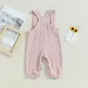 024M Kids Loose Jumpsuits 2023 Baby Summer Clothing Boys Girls Sleeveless Buttons Pockets Suspender Pants Children Overalls 240307