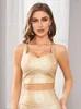 Réservoirs pour femmes Beaukey Luxe Gold Bandage métallique Crop Tops Femmes Maxi Party Club Mode Camis Super Mini Gilet Drop